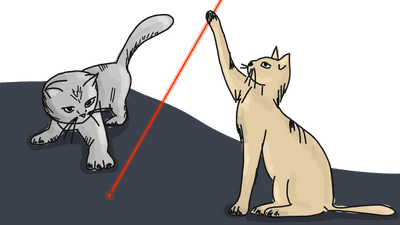 A couple of cats chasing a laser pointer